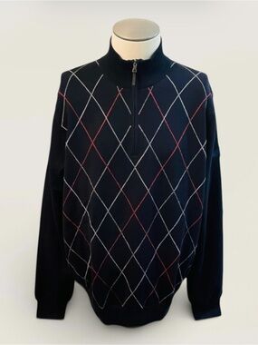 FAIRWAY & GREENE GOLF MENS RAKER SWEATER NAVY SIZE LARGE